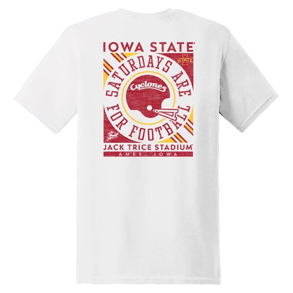 College House I-State White Saturday for Football Short Sleeve T-Shirt back